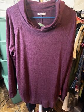 Maurices Plum Cowl Neck Long Sleeve Top